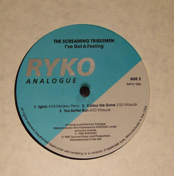 The Screaming Tribesmen : I've Got A Feeling (12", Single, Promo)