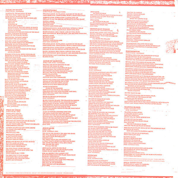 Slayer : Reign In Blood (LP, Album, RE, RM, Red)