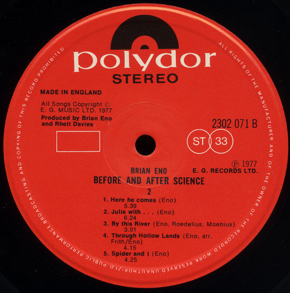 Brian Eno : Before And After Science (LP, Album)