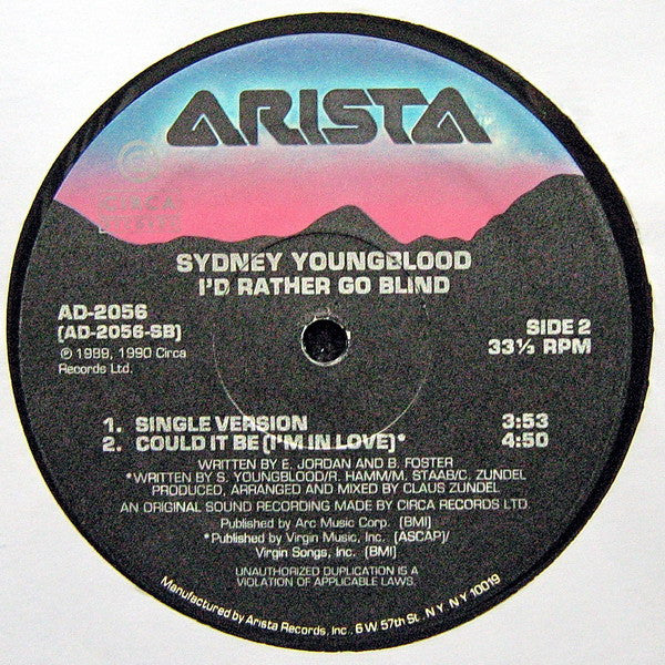 Sydney Youngblood : I'd Rather Go Blind (12")