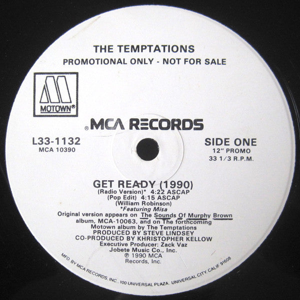 The Temptations : Get Ready (1990) (12", Single, Promo)