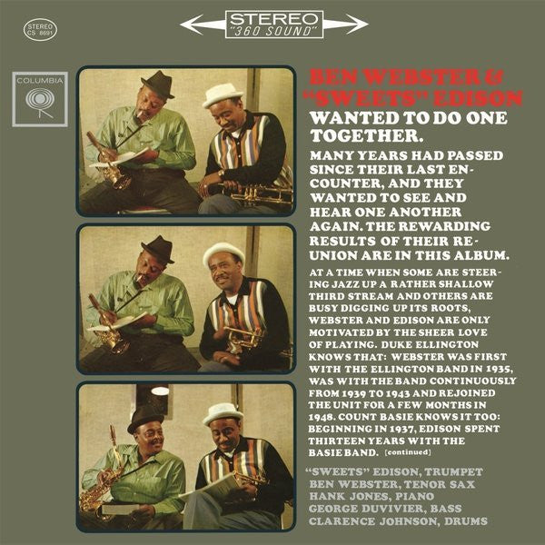 Ben Webster, "Sweets" Edison* : Wanted To Do One Together (2x12", Album, Ltd, Num, 180)