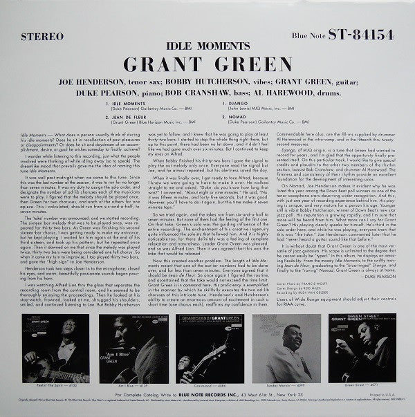 Grant Green : Idle Moments (LP, Album, Ltd, RE, 180)