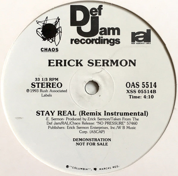 Erick Sermon : Stay Real (Remix) (12", Promo)
