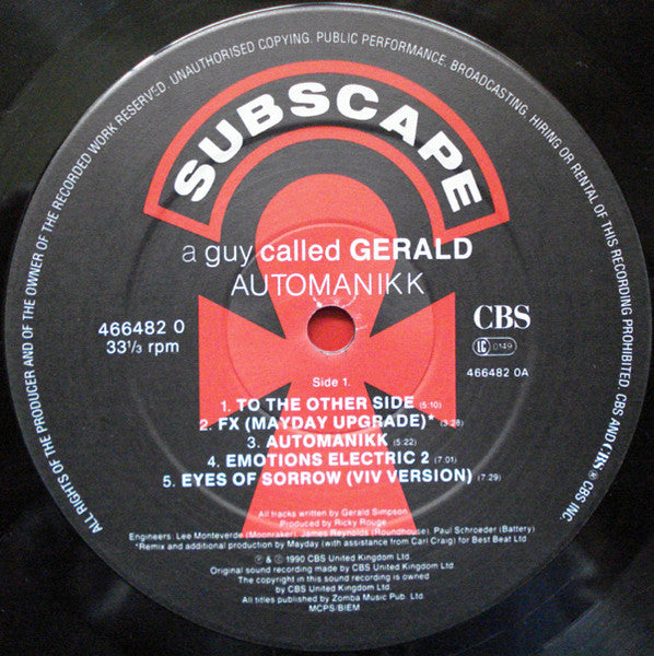 A Guy Called Gerald : Automanikk (LP, Album + 12", Single, Ltd)