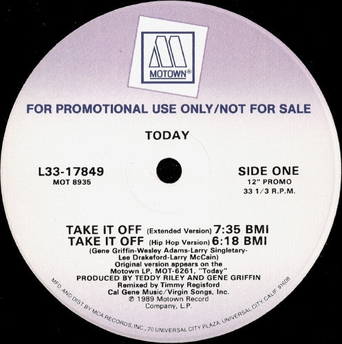 Today : Take It Off (12", Promo)