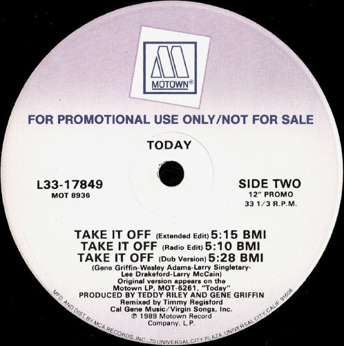 Today : Take It Off (12", Promo)