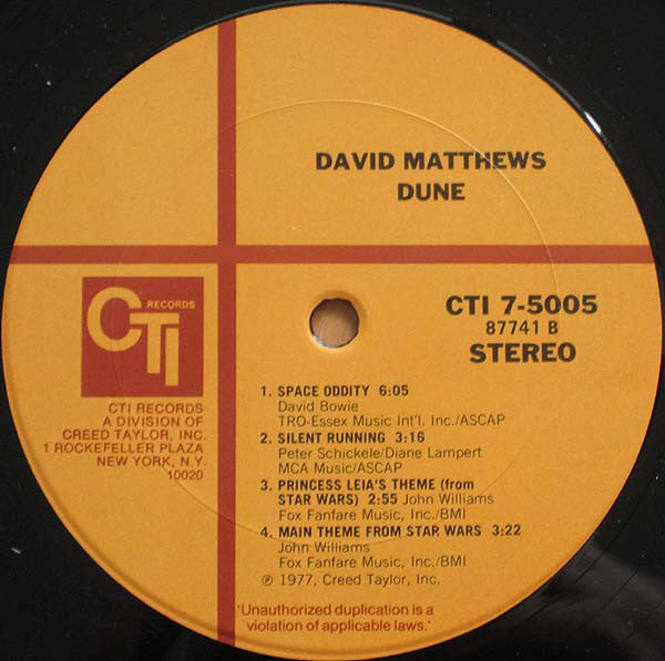 Dave Matthews (3) : Dune (LP, Album)