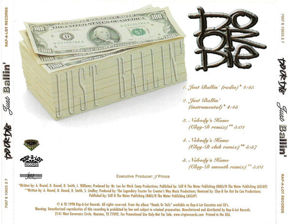Do Or Die : Just Ballin' / Nobody's Home (Clay-D Mixes) (CD, Single, Promo)