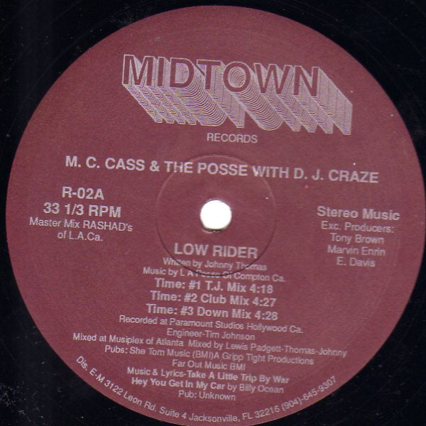 M.C. Cass & The Posse* With D.J. Craze (2) : Low Rider (12")