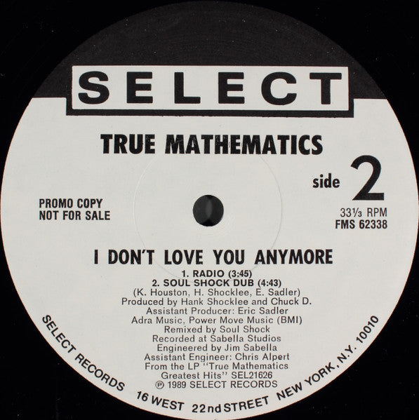 True Mathematics : I Don't Love You Anymore (12", Promo)