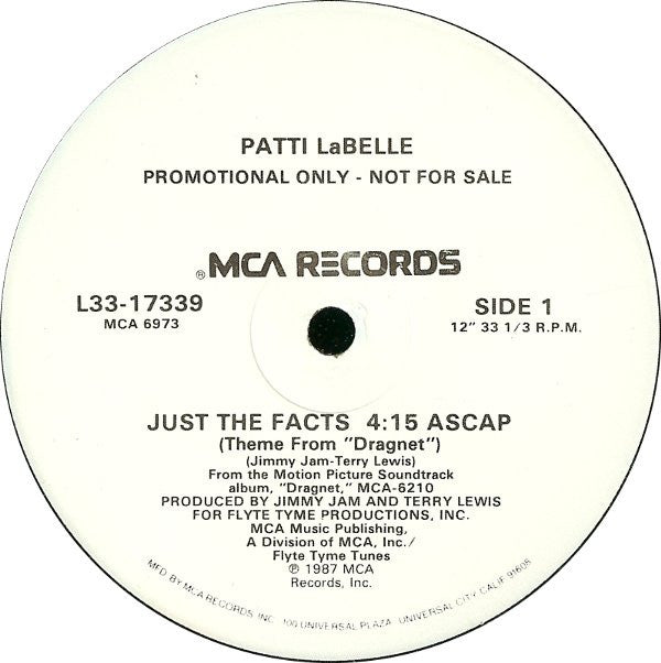 Patti LaBelle : Just The Facts (Theme From "Dragnet") (12", Promo)