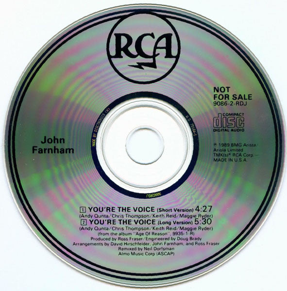 John Farnham : You're The Voice (CD, Single, Promo)