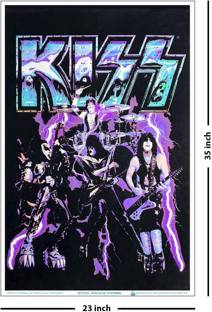 Kiss Blue Lightening Blacklight Poster - 23" x 35"
