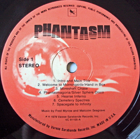 Fred Myrow And Malcolm Seagrave : Phantasm (Original Motion Picture Soundtrack) (LP, Album)