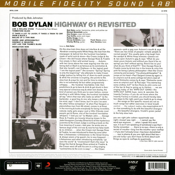 Bob Dylan : Highway 61 Revisited (2x12", Album, Ltd, Num, RE, RM, 180)