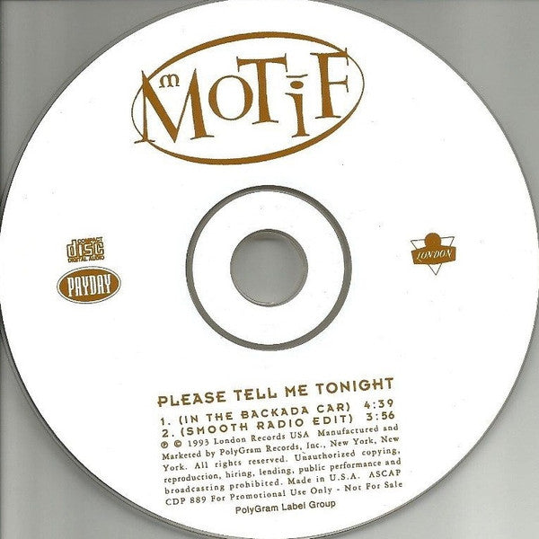 Motif (2) : Please Tell Me Tonight (CD, Single, Promo)
