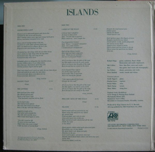 King Crimson : Islands (LP, Album, Promo, RI)