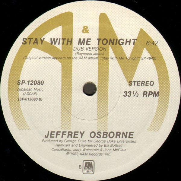 Jeffrey Osborne : Stay With Me Tonight (12")