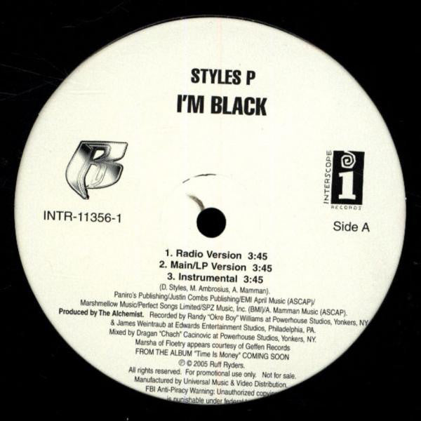 Styles P : I'm Black / Leaving The Game (12", Single, Promo)