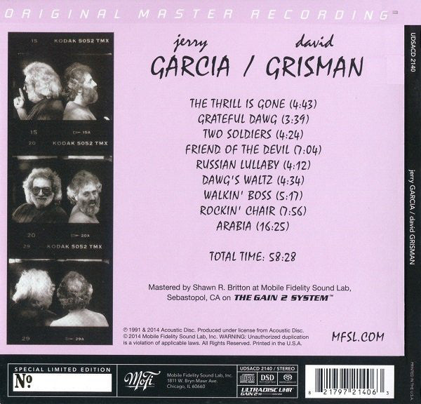 Jerry Garcia / David Grisman : Jerry Garcia / David Grisman (SACD, Hybrid, Album, Ltd, Num, RE)
