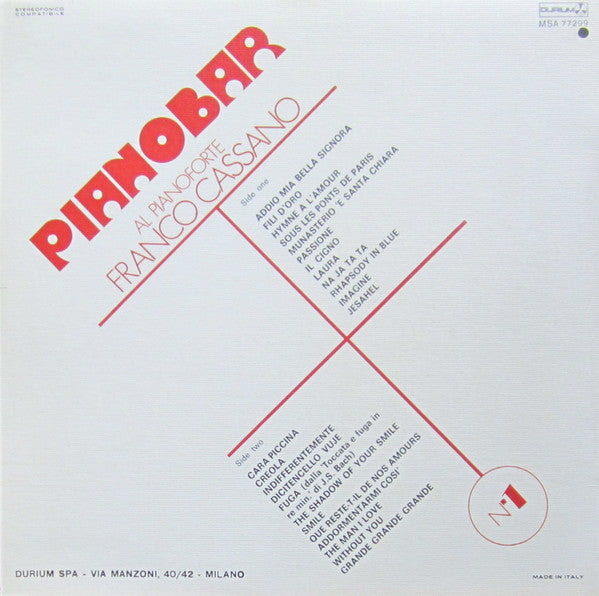 Franco Cassano : Pianobar N° 1 (LP)