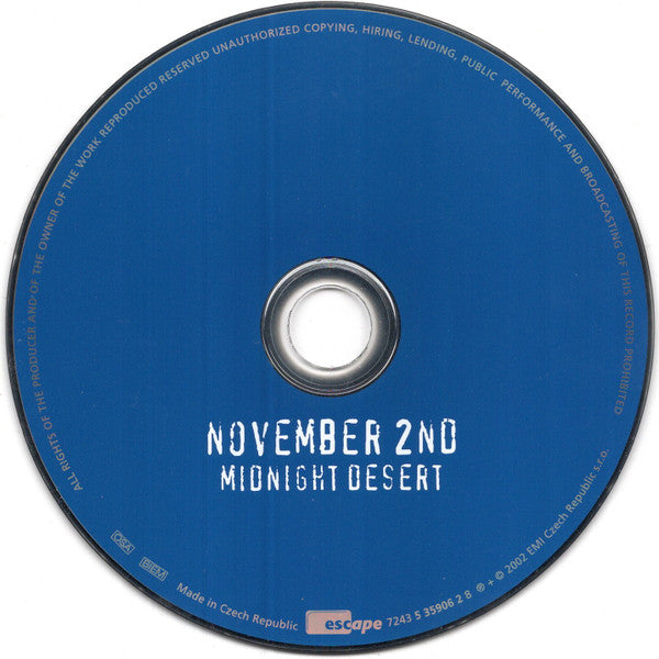 November 2nd : Midnight Desert (CD, Album)