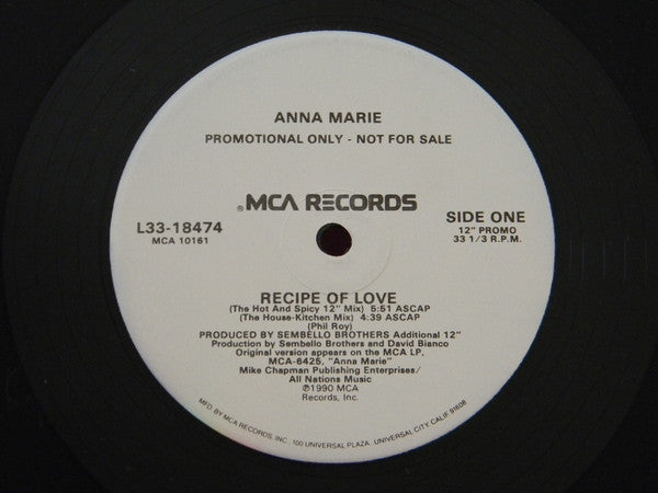 Anna Marie : Recipe Of Love (12", Single, Promo)