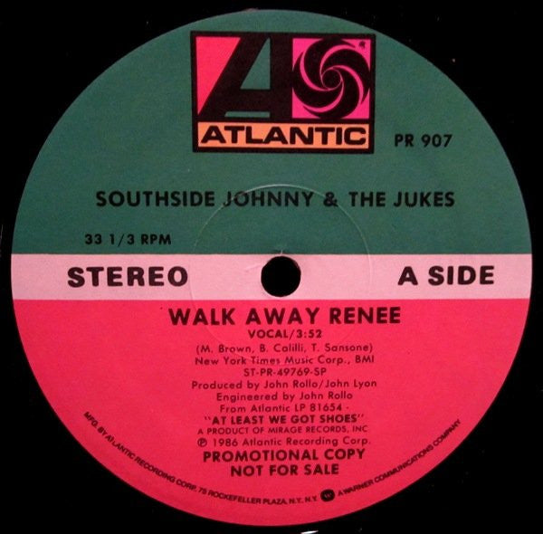 Southside Johnny & The Jukes* : Walk Away Renée (12", Single, Promo)