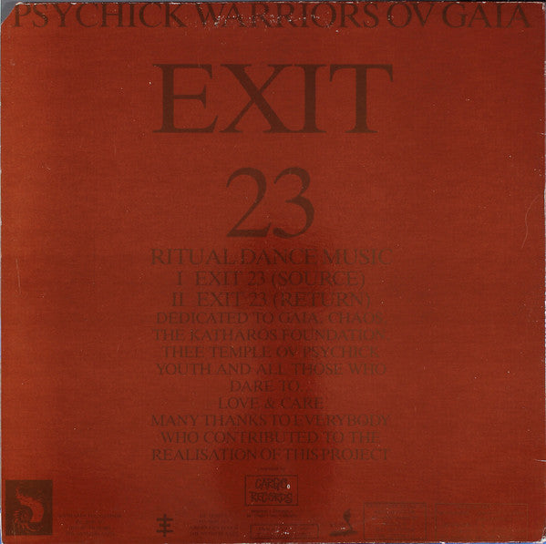 Psychick Warriors Ov Gaia : Exit 23 (Ritual Dance Music) (12", Whi)