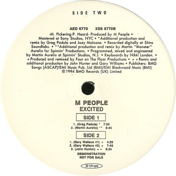 M People : Excited (The Contest Winning Mixes!) (12", Promo)