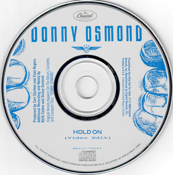 Donny Osmond : Hold On (Video Edit) (CD, Single, Promo)