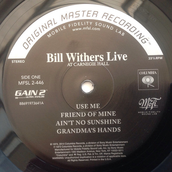 Bill Withers : Bill Withers Live At Carnegie Hall (2xLP, Album, Ltd, Num, RE, RM, S/Edition, 180)