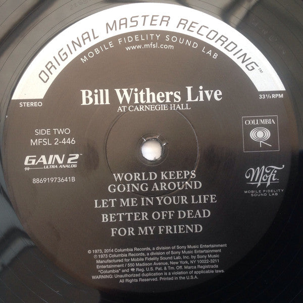 Bill Withers : Bill Withers Live At Carnegie Hall (2xLP, Album, Ltd, Num, RE, RM, S/Edition, 180)