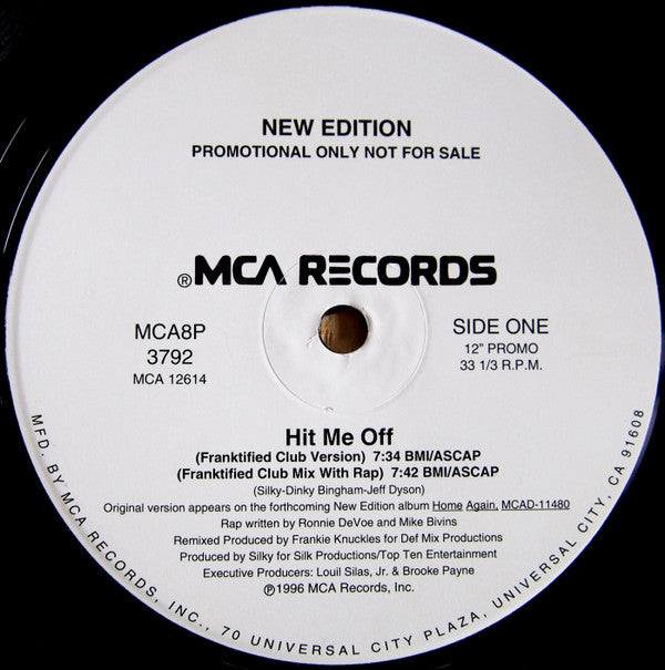 New Edition : Hit Me Off (12", Single, Promo)