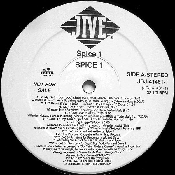 Spice 1 : Spice 1 (LP, Album, Promo)