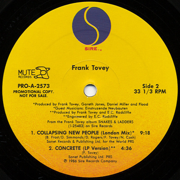 Frank Tovey : Luxury / Collapsing New People / Concrete (12", Promo)