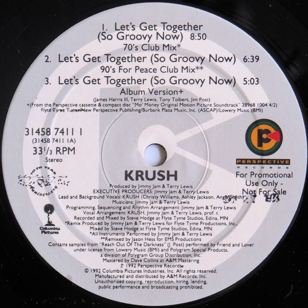 Krush (2) : Let's Get Together (So Groovy Now) (12", Promo)
