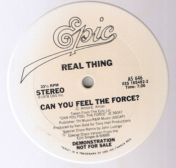 The Real Thing : Can You Feel The Force? (12", Promo, Whi)