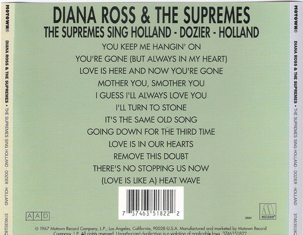 The Supremes : Supremes Sing Holland▪Dozier▪Holland (CD, Album, RE)