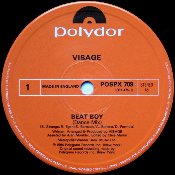 Visage : Beat Boy (12", Single)