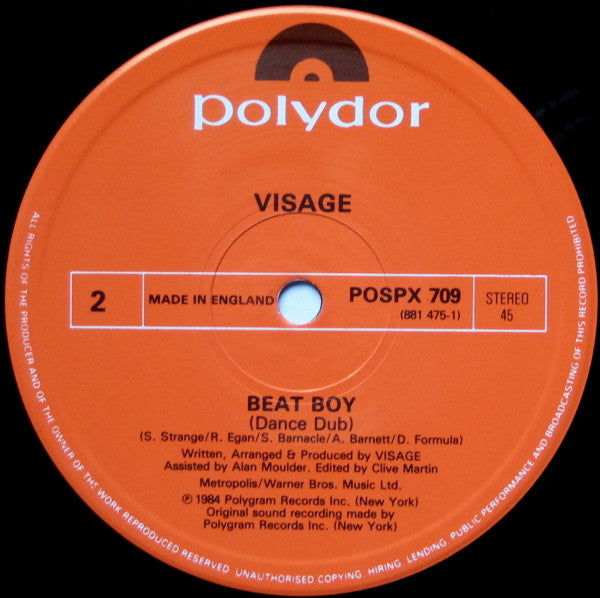 Visage : Beat Boy (12", Single)