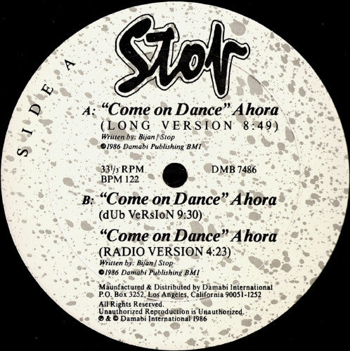 Stop : Come On Dance (Ahora) (12", Gen)
