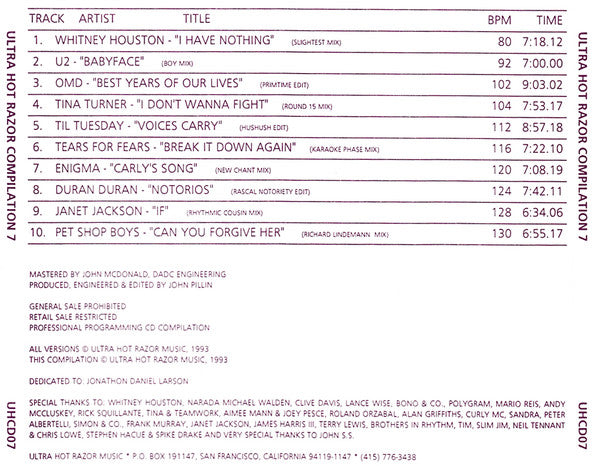 Various : Ultra Hot Razor Compilation 7 (CD, Comp, Promo, Unofficial)