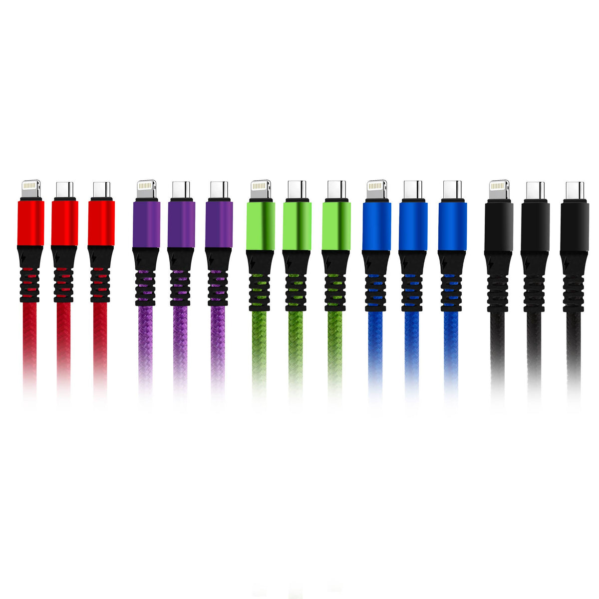 3 In 1 Cable With 1 Type-C and 2 Lightning Head Jacks Blue