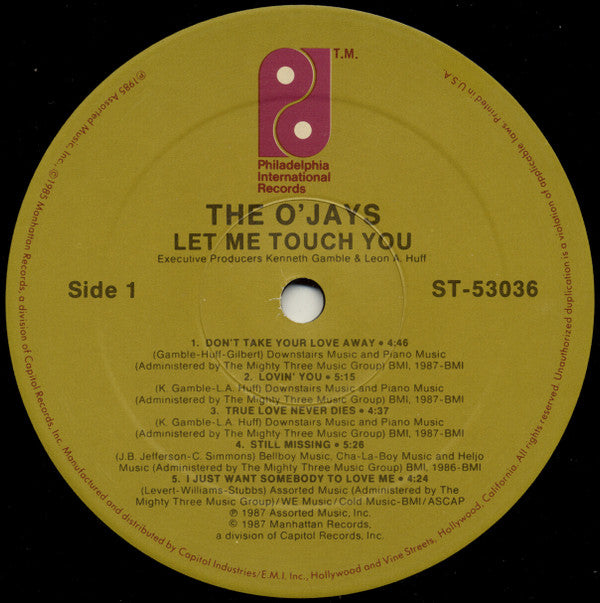 The O'Jays : Let Me Touch You (LP, Album)