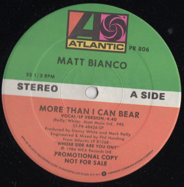 Matt Bianco : More Than I Can Bear (12", Single, Promo)