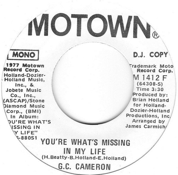 G.C. Cameron : You're What's Missing In My Life (7", Single, Mono, Promo)