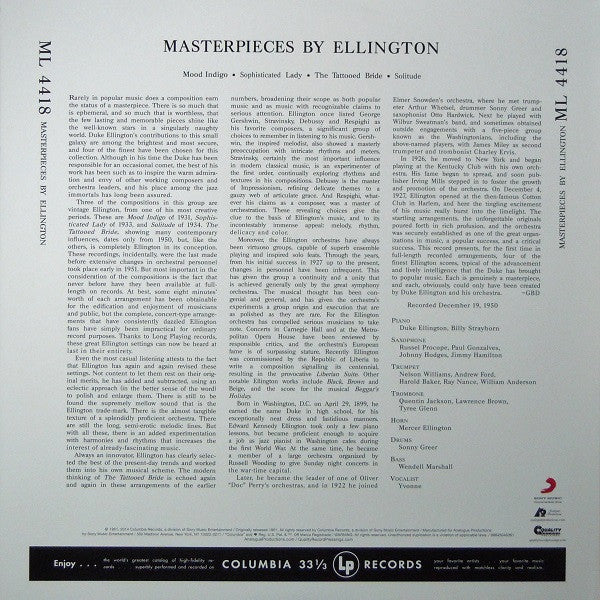 Duke Ellington And His Orchestra : Masterpieces By Ellington (LP, Album, Mono, Ltd, RE, RM, 200)