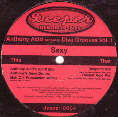 Anthony Acid : Diva Grooves Vol. 1 (Sexy) (12")